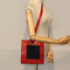CELINE Shoulder Bag Leather Red Auth